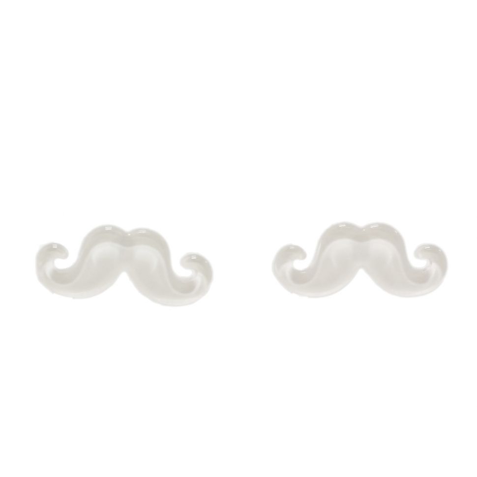 Boucles d'oreilles moustache en acrylique, 2094 White - 3464-12256