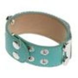Bracelet similicuir mailles métal, 7952 Noir-Or Vert - 7953-26825
