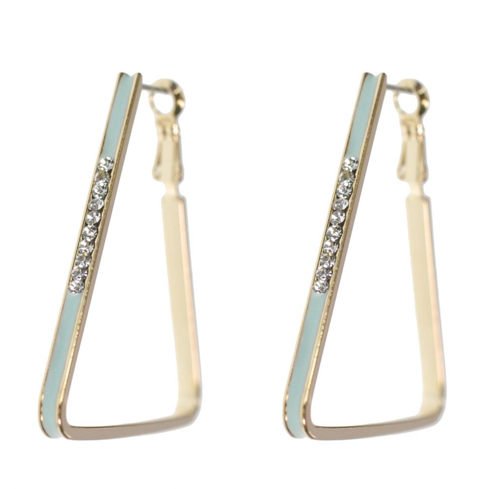 Earrings triangle and rhinestones 9459 Green - 9459-27112