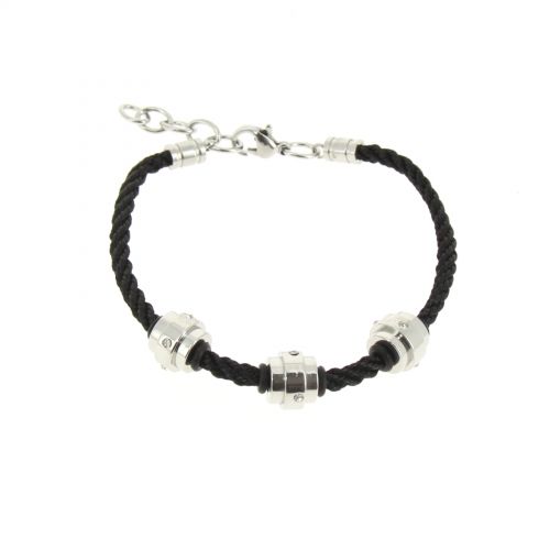 Strass cords bracelet in steel, DJEYNABA