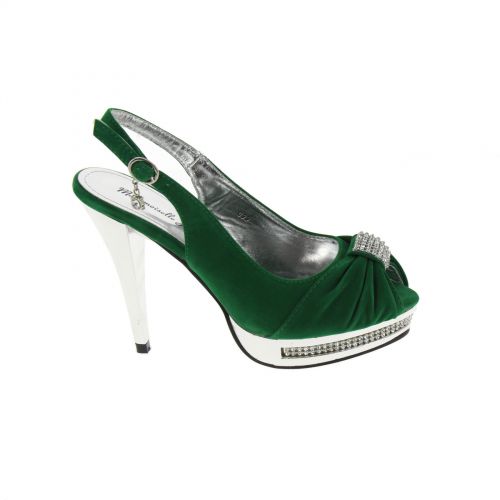 Chaussures de soirée velour, nœud de papillon strass 5949