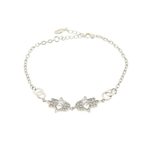 Damen Armband vergoldet mit Hamsa Hand , Crystal Zirconia, ROSE