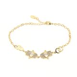 Damen Armband vergoldet mit Hamsa Hand , Crystal Zirconia, ROSE
