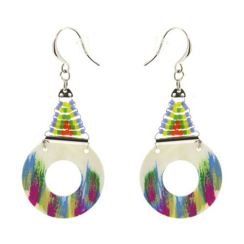 Boucles d'oreilles, nacre coloré Lolina