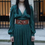 Cowhide leather elastic belt for women, DARLENE