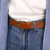 Cintura da donna in pelle di toro, concia vegetale, cintura da donna larga 3 cm, cintura per jeans, pantaloni, RIVOLI