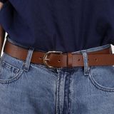 Cintura da donna in pelle di toro, concia vegetale, cintura da donna larga 3 cm, cintura per jeans, pantaloni, RIVOLI
