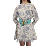 Cinturón ancho de mujer con hebilla redonda cruzada SOLAINE